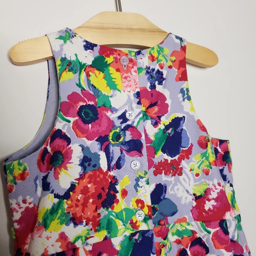 Janie and Jack 4 Toddler Girl Lavender Floral Tulle Tea Length Formal Dress